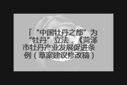 “中国牡丹之都”为“牡丹”立法，《菏泽市牡丹产业发展促进条例（草案建议修改稿）》公开征求意见