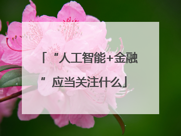 “人工智能+金融”应当关注什么