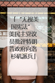 “无视美国宪法” 美民主党议员批评特朗普政府向洛杉矶派兵