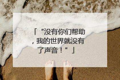 “没有你们帮助，我的世界就没有了声音！”
