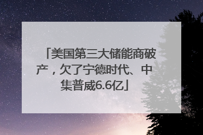 美国第三大储能商破产，欠了宁德时代、中集普威6.6亿