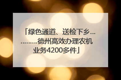绿色通道、送检下乡…………德州高效办理农机业务4200多件