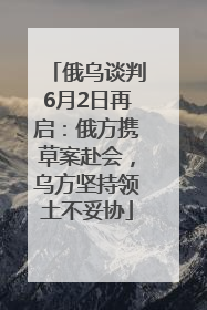 俄乌谈判6月2日再启：俄方携草案赴会，乌方坚持领土不妥协