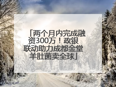 两个月内完成融资300万！政银联动助力成都金堂羊肚菌卖全球