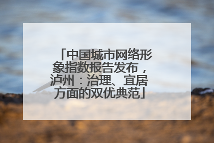 中国城市网络形象指数报告发布，泸州：治理、宜居方面的双优典范
