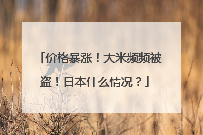 价格暴涨！大米频频被盗！日本什么情况？