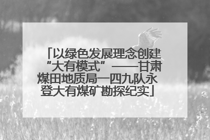 以绿色发展理念创建“大有模式”——甘肃煤田地质局一四九队永登大有煤矿勘探纪实