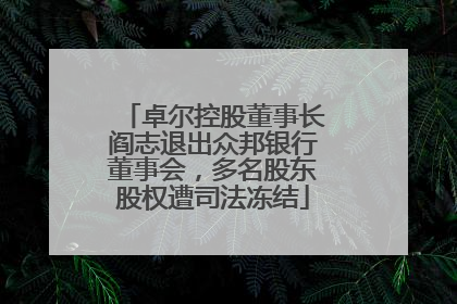 卓尔控股董事长阎志退出众邦银行董事会，多名股东股权遭司法冻结