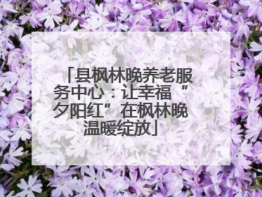 县枫林晚养老服务中心：让幸福“夕阳红”在枫林晚温暖绽放