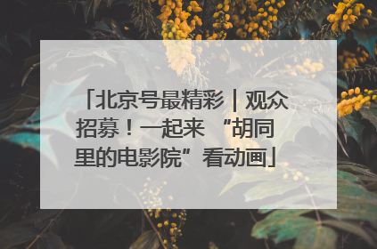 北京号最精彩｜观众招募！一起来 “胡同里的电影院”看动画