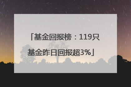 基金回报榜：119只基金昨日回报超3%