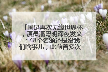 国足再次无缘世界杯，演员潘粤明深夜发文：48个名额还是没我们啥事儿；此前曾多次为国足发声