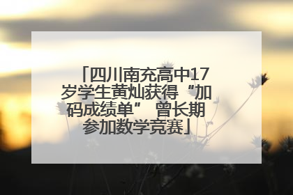 四川南充高中17岁学生黄灿获得“加码成绩单” 曾长期参加数学竞赛