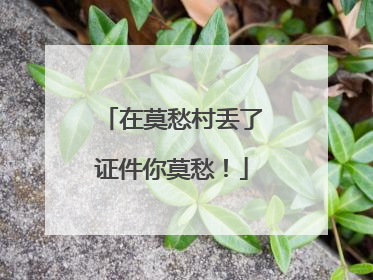 在莫愁村丢了证件你莫愁！