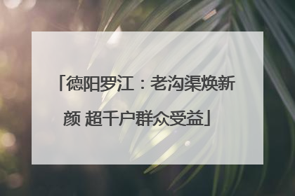 德阳罗江：老沟渠焕新颜 超千户群众受益