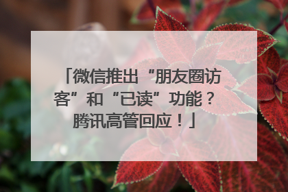 微信推出“朋友圈访客”和“已读”功能？腾讯高管回应！