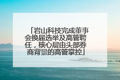 岩山科技完成董事会换届选举及高管聘任，核心层由头部券商背景的高管掌控