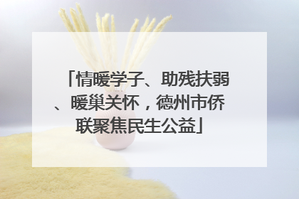 情暖学子、助残扶弱、暖巢关怀，德州市侨联聚焦民生公益
