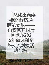 文化出海架桥梁 经济通商筑梦船——自贸区开封片区承办2025年匈牙利文旅交流对接活动专场