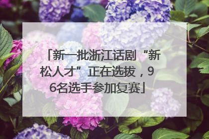 新一批浙江话剧“新松人才”正在选拔，96名选手参加复赛