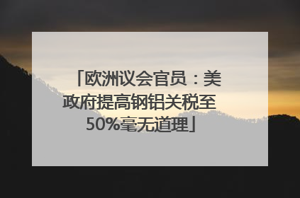 欧洲议会官员：美政府提高钢铝关税至50%毫无道理