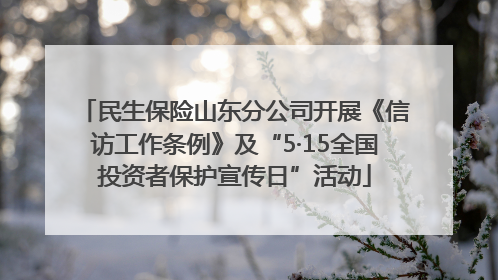 民生保险山东分公司开展《信访工作条例》及“5·15全国投资者保护宣传日”活动