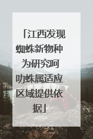 江西发现蜘蛛新物种 为研究呵叻蛛属适应区域提供依据