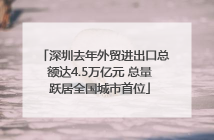 深圳去年外贸进出口总额达4.5万亿元 总量跃居全国城市首位