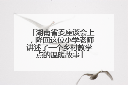 湖南省委座谈会上，隆回这位小学老师讲述了一个乡村教学点的温暖故事