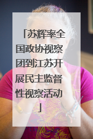苏辉率全国政协视察团到江苏开展民主监督性视察活动