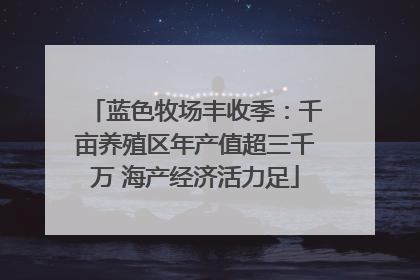 蓝色牧场丰收季：千亩养殖区年产值超三千万 海产经济活力足