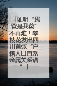 证明“我爸是我爸”不再难！攀枝花发出四川首张“户籍人口直系亲属关系谱”