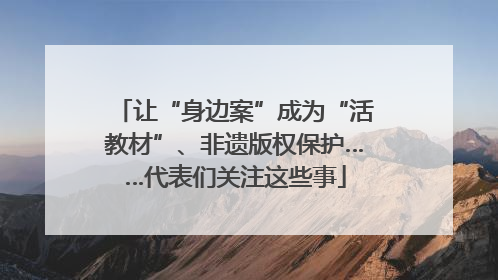 让“身边案”成为“活教材”、非遗版权保护……代表们关注这些事