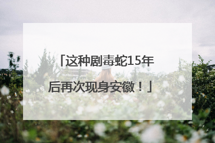 这种剧毒蛇15年后再次现身安徽！