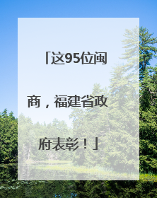 这95位闽商，福建省政府表彰！