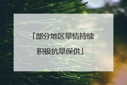 部分地区旱情持续 积极抗旱保供