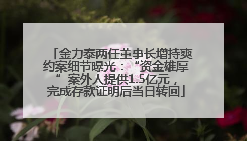 金力泰两任董事长增持爽约案细节曝光：“资金雄厚”案外人提供1.5亿元，完成存款证明后当日转回