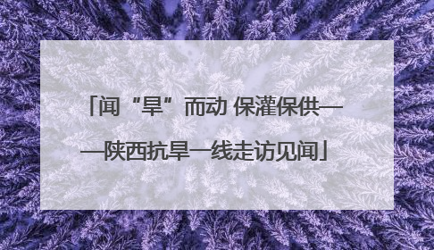 闻“旱”而动 保灌保供——陕西抗旱一线走访见闻