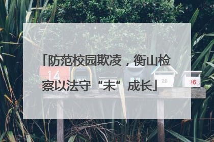 防范校园欺凌，衡山检察以法守“未”成长