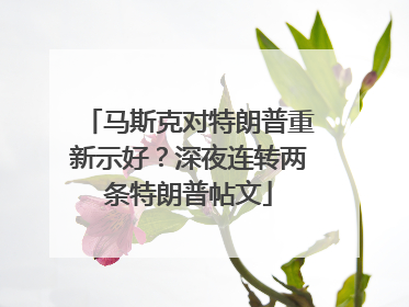 马斯克对特朗普重新示好？深夜连转两条特朗普帖文