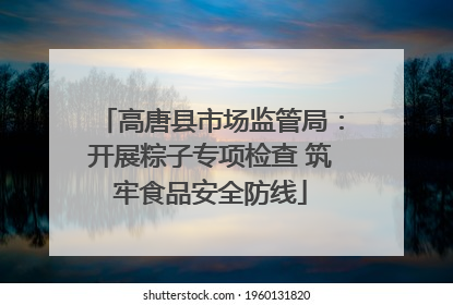 高唐县市场监管局：开展粽子专项检查 筑牢食品安全防线